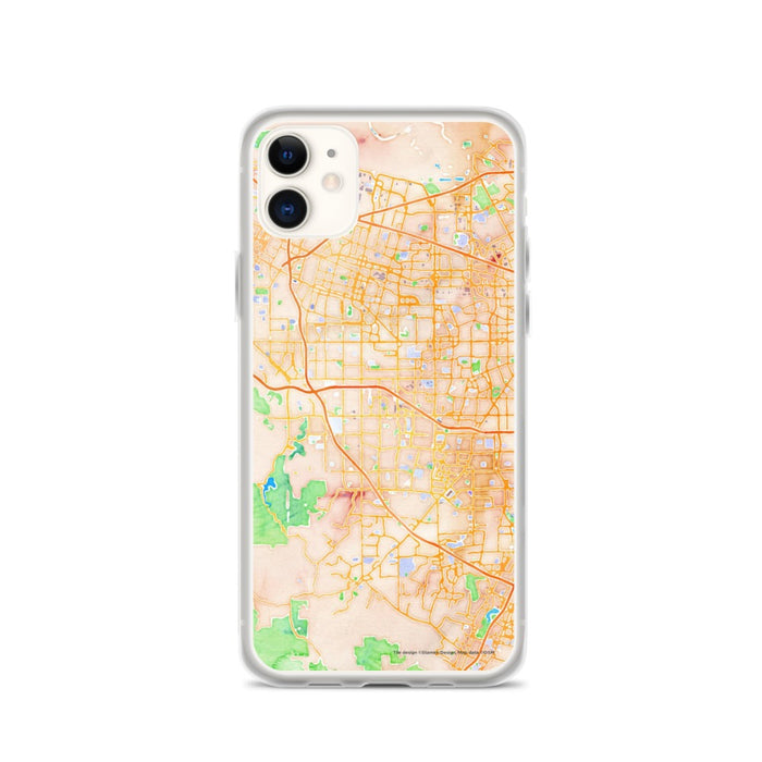 Custom iPhone 11 Cupertino California Map Phone Case in Watercolor