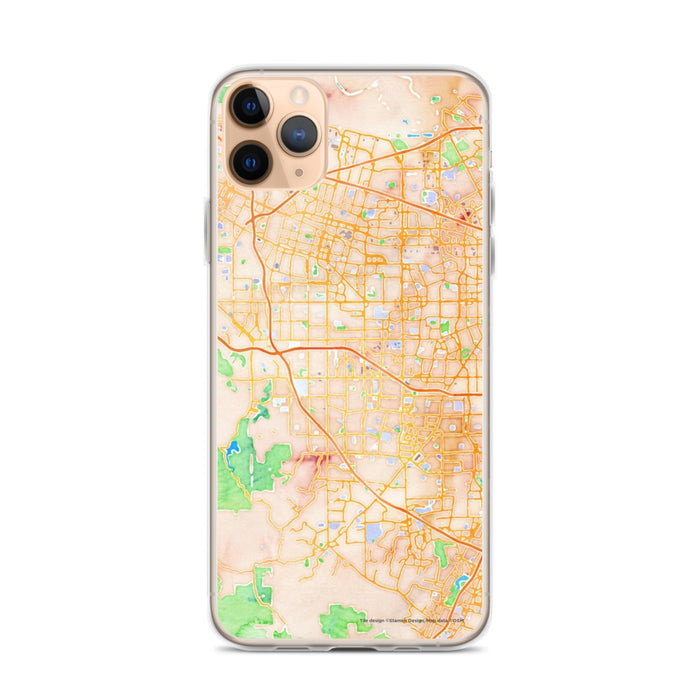 Custom iPhone 11 Pro Max Cupertino California Map Phone Case in Watercolor