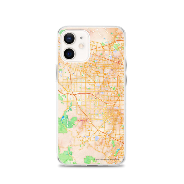 Custom iPhone 12 Cupertino California Map Phone Case in Watercolor