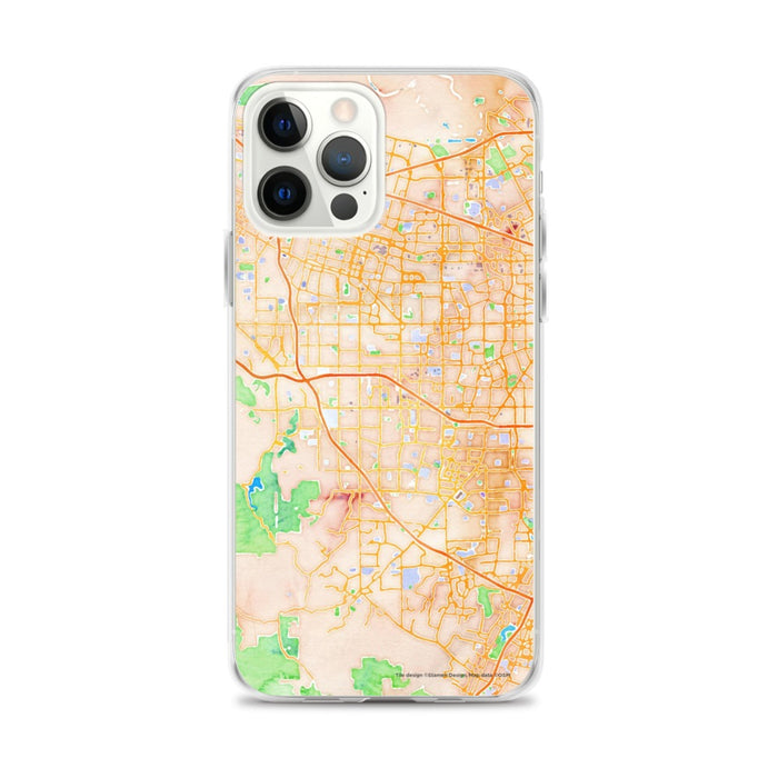 Custom iPhone 12 Pro Max Cupertino California Map Phone Case in Watercolor