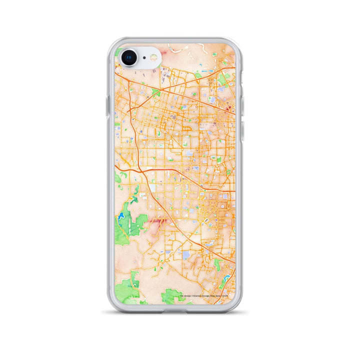Custom iPhone SE Cupertino California Map Phone Case in Watercolor