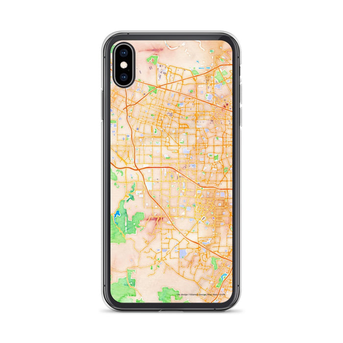 Custom iPhone XS Max Cupertino California Map Phone Case in Watercolor