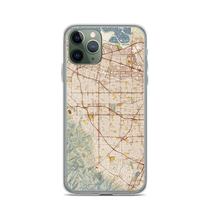 Custom iPhone 11 Pro Cupertino California Map Phone Case in Woodblock