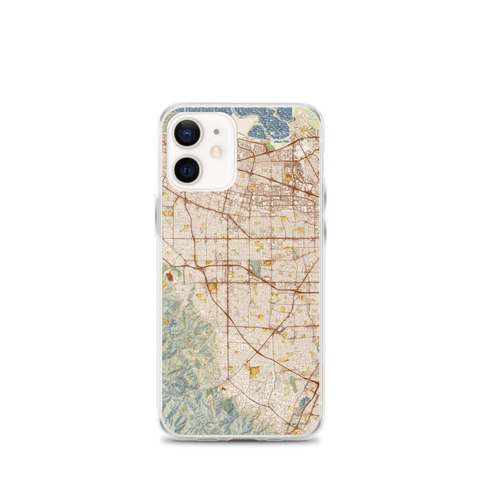Custom iPhone 12 mini Cupertino California Map Phone Case in Woodblock