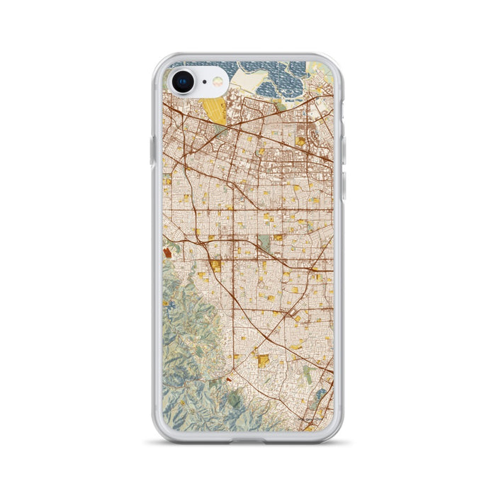 Custom iPhone SE Cupertino California Map Phone Case in Woodblock
