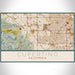 Cupertino California Map Print Landscape Orientation in Woodblock Style With Shaded Background