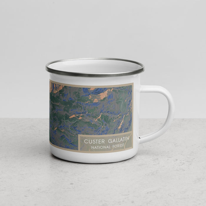 Right View Custom Custer Gallatin National Forest Map Enamel Mug in Afternoon