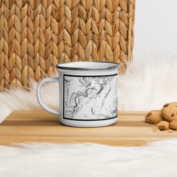 Left View Custom Custer Gallatin National Forest Map Enamel Mug in Classic on Table Top