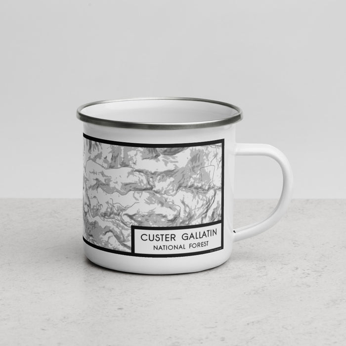 Right View Custom Custer Gallatin National Forest Map Enamel Mug in Classic