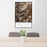 24x36 Custer Gallatin National Forest Map Print Portrait Orientation in Ember Style Behind 2 Chairs Table and Potted Plant