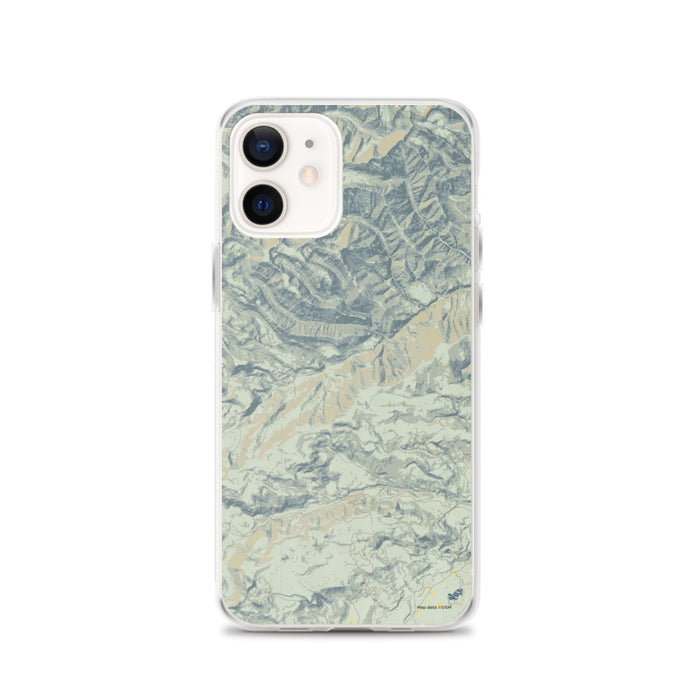 Custom Custer Gallatin National Forest Map iPhone 12 Phone Case in Woodblock