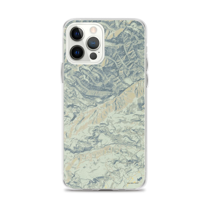 Custom Custer Gallatin National Forest Map iPhone 12 Pro Max Phone Case in Woodblock
