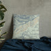 Custom Custer Gallatin National Forest Map Throw Pillow in Woodblock on Bedding Against Wall
