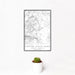 12x18 Custer State Park South Dakota Map Print Portrait Orientation in Classic Style With Small Cactus Plant in White Planter