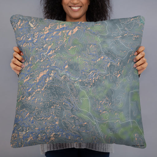 Person holding 22x22 Custom Custer State Park South Dakota Map Throw Pillow in Afternoon