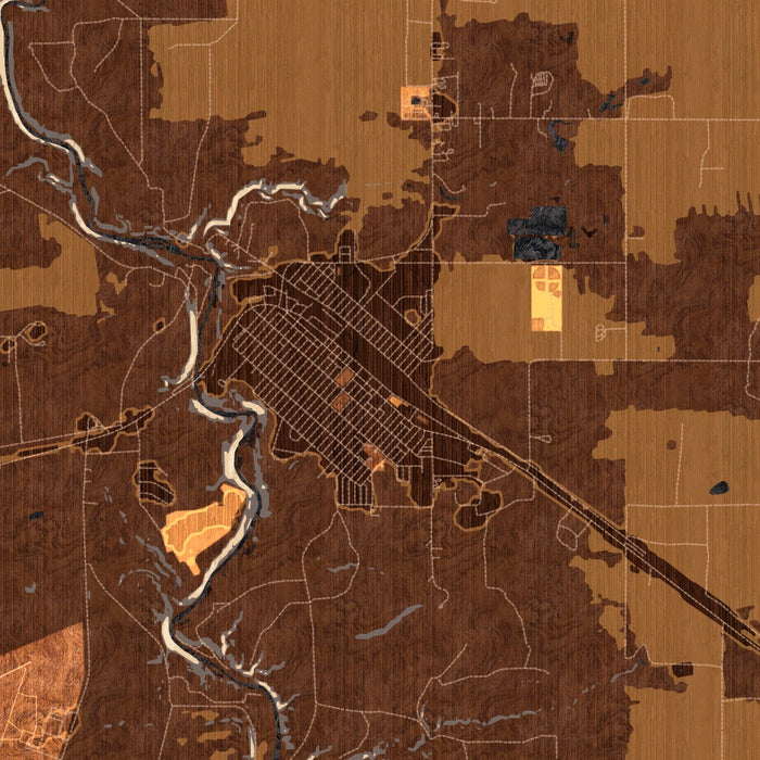 Cut Bank Montana Map Print in Ember Style Zoomed In Close Up Showing Details