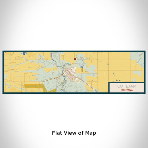 Flat View of Map Custom Cut Bank Montana Map Enamel Mug in Woodblock