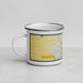 Left View Custom Cut Bank Montana Map Enamel Mug in Woodblock