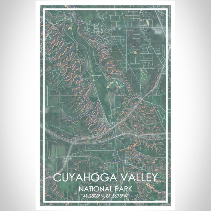 Cuyahoga Valley National Park Map Print Portrait Orientation in Afternoon Style With Shaded Background