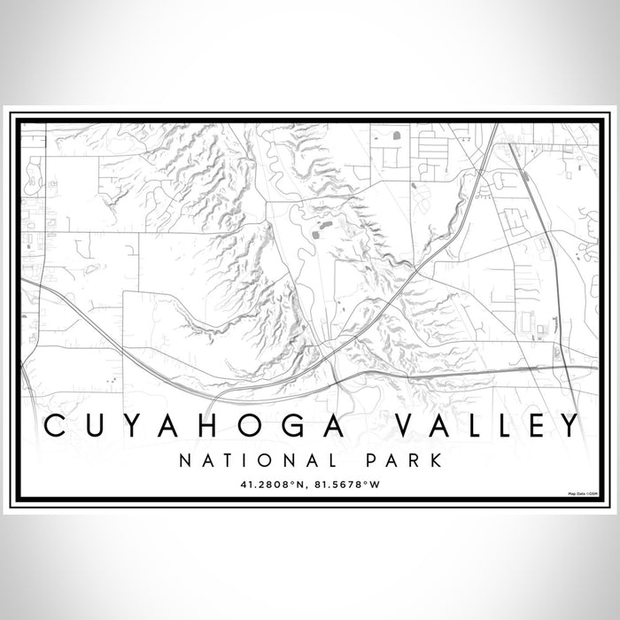 Cuyahoga Valley National Park Map Print Landscape Orientation in Classic Style With Shaded Background