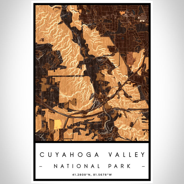 Cuyahoga Valley National Park Map Print Portrait Orientation in Ember Style With Shaded Background