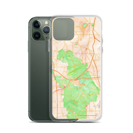 Custom Cuyahoga Valley National Park Map Phone Case in Watercolor on Table with Laptop and Plant