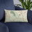 Custom Cuyahoga Valley National Park Map Throw Pillow in Woodblock on Blue Colored Chair