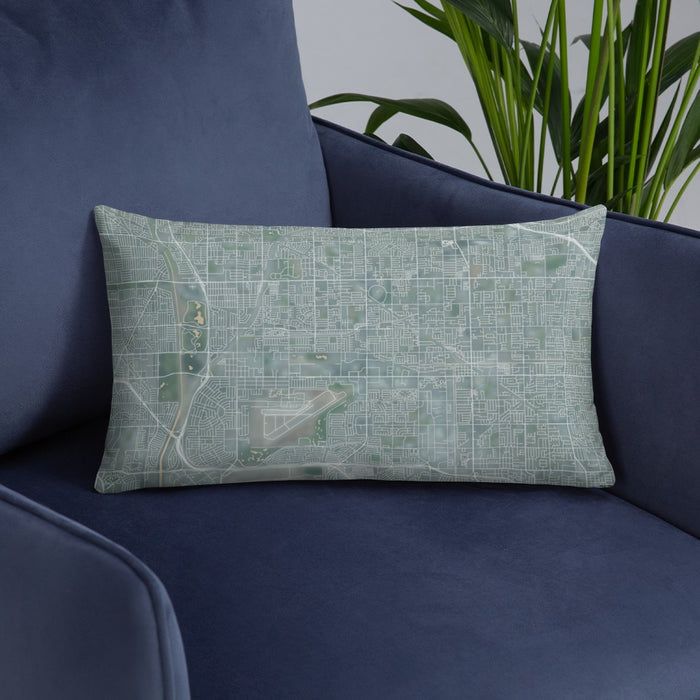 Custom Cypress California Map Throw Pillow in Afternoon on Blue Colored Chair