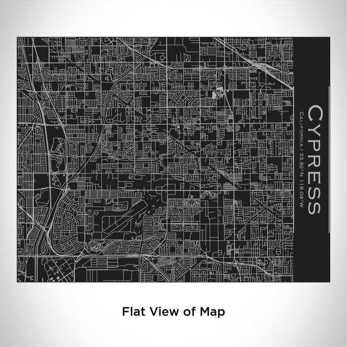 Rendered View of Cypress California Map Engraving on 20oz Stainless Steel Insulated Bottle with Bamboo Top in Black