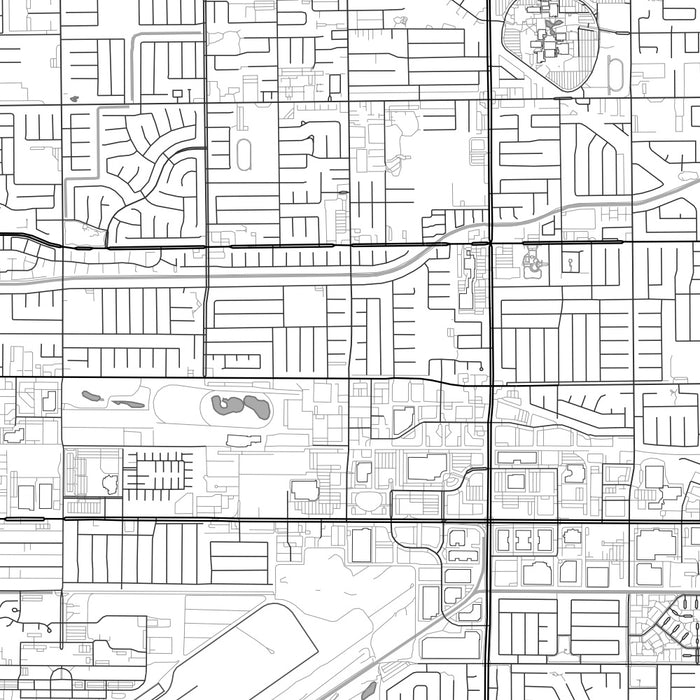Cypress California Map Print in Classic Style Zoomed In Close Up Showing Details