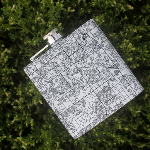 Cypress California Custom Engraved City Map Inscription Coordinates on 6oz Stainless Steel Flask in White