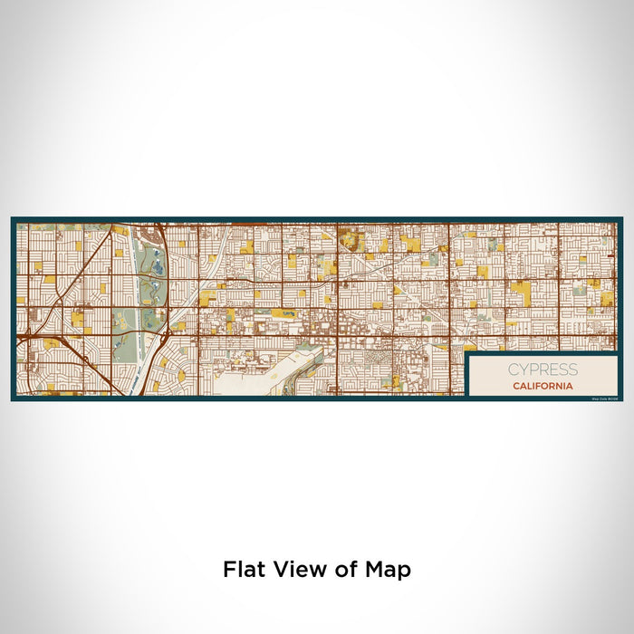 Flat View of Map Custom Cypress California Map Enamel Mug in Woodblock
