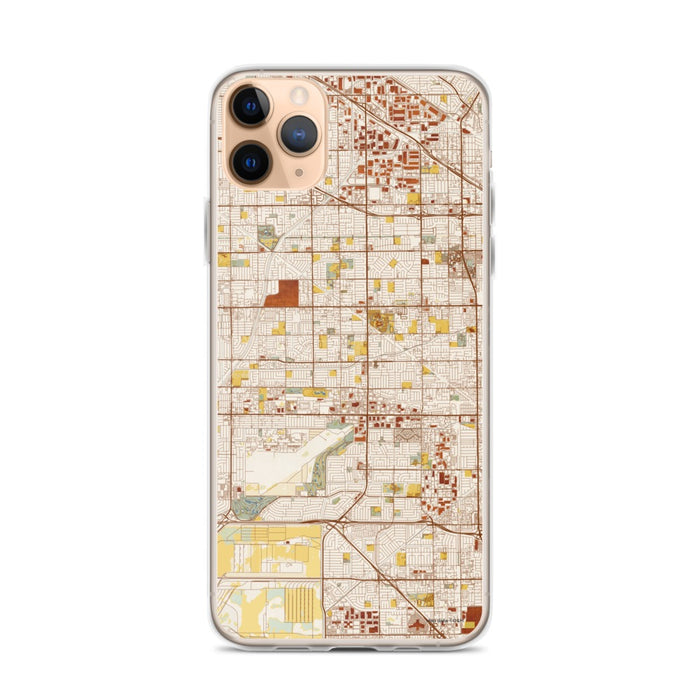 Custom iPhone 11 Pro Max Cypress California Map Phone Case in Woodblock