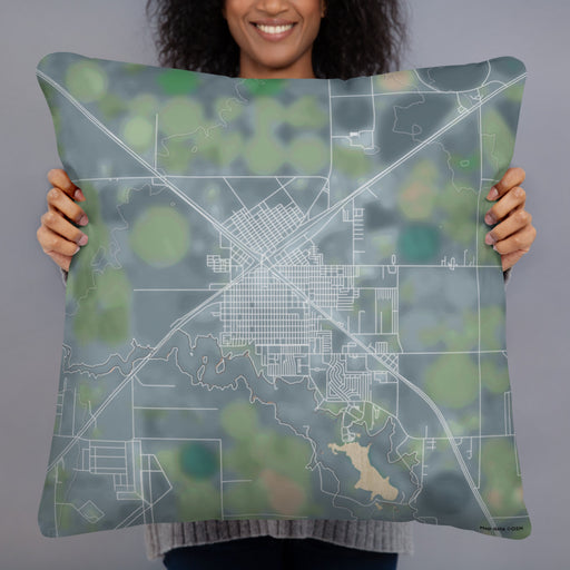 Person holding 22x22 Custom Dalhart Texas Map Throw Pillow in Afternoon
