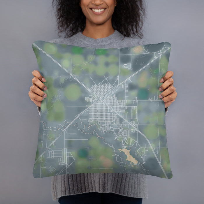 Person holding 18x18 Custom Dalhart Texas Map Throw Pillow in Afternoon