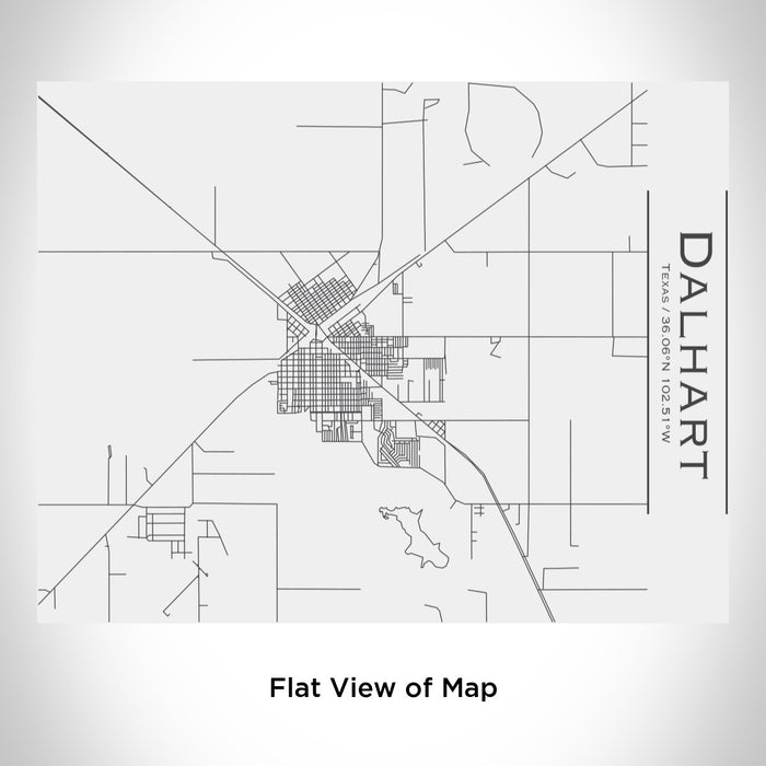 Rendered View of Dalhart Texas Map Engraving on 20oz Stainless Steel Insulated Bottle with Bamboo Top in White