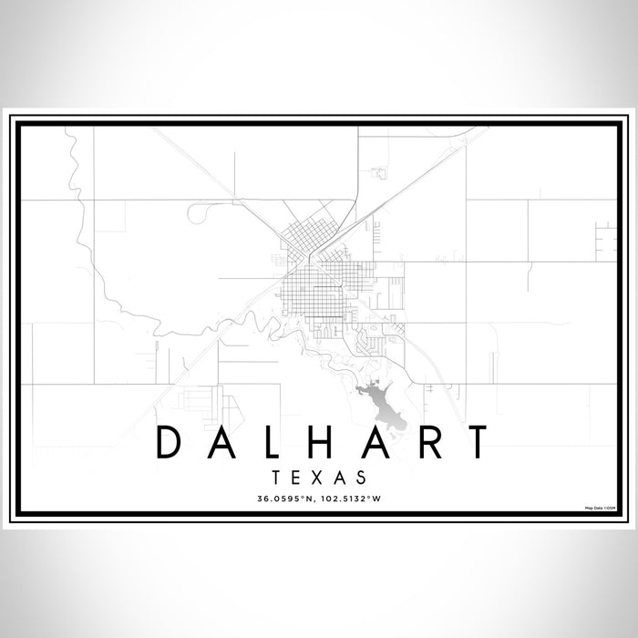 Dalhart Texas Map Print Landscape Orientation in Classic Style With Shaded Background