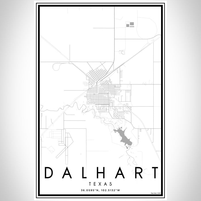 Dalhart Texas Map Print Portrait Orientation in Classic Style With Shaded Background