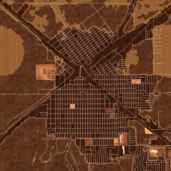 Dalhart Texas Map Print in Ember Style Zoomed In Close Up Showing Details