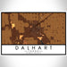 Dalhart Texas Map Print Landscape Orientation in Ember Style With Shaded Background
