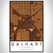 Dalhart Texas Map Print Portrait Orientation in Ember Style With Shaded Background
