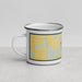 Left View Custom Dalhart Texas Map Enamel Mug in Woodblock