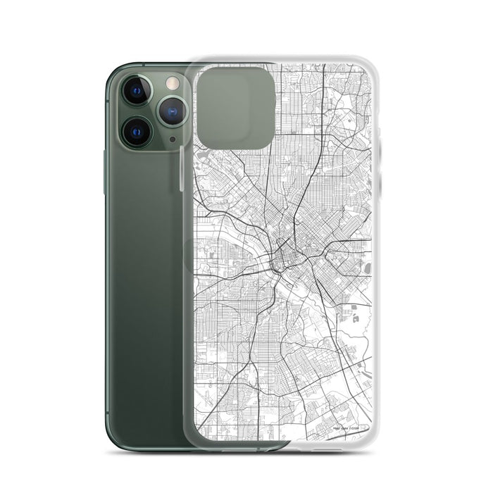 Custom Dallas Texas Map Phone Case in Classic on Table with Laptop and Plant