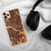 Custom Dallas Texas Map Phone Case in Ember on Table with Black Headphones