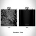 Rendered View of Dallas Texas Map Engraving on 6oz Stainless Steel Flask in Black