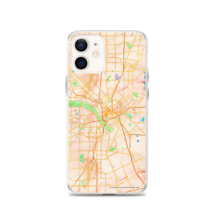 Custom Dallas Texas Map iPhone 12 Phone Case in Watercolor
