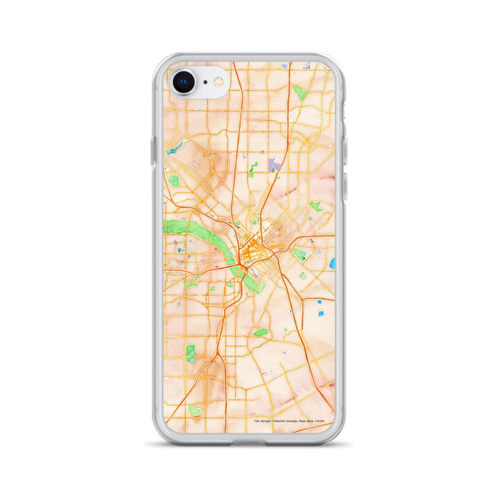 Custom Dallas Texas Map iPhone SE Phone Case in Watercolor