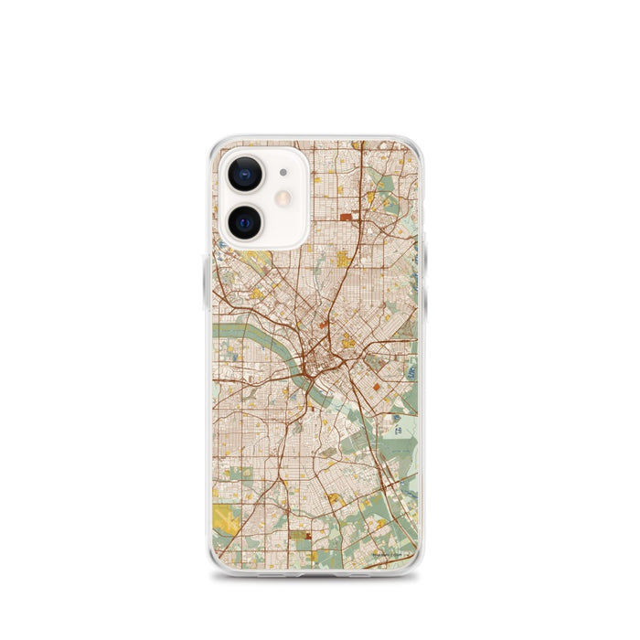 Custom Dallas Texas Map iPhone 12 mini Phone Case in Woodblock