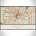 Dallas Texas Map Print Landscape Orientation in Woodblock Style With Shaded Background