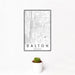 12x18 Dalton Georgia Map Print Portrait Orientation in Classic Style With Small Cactus Plant in White Planter